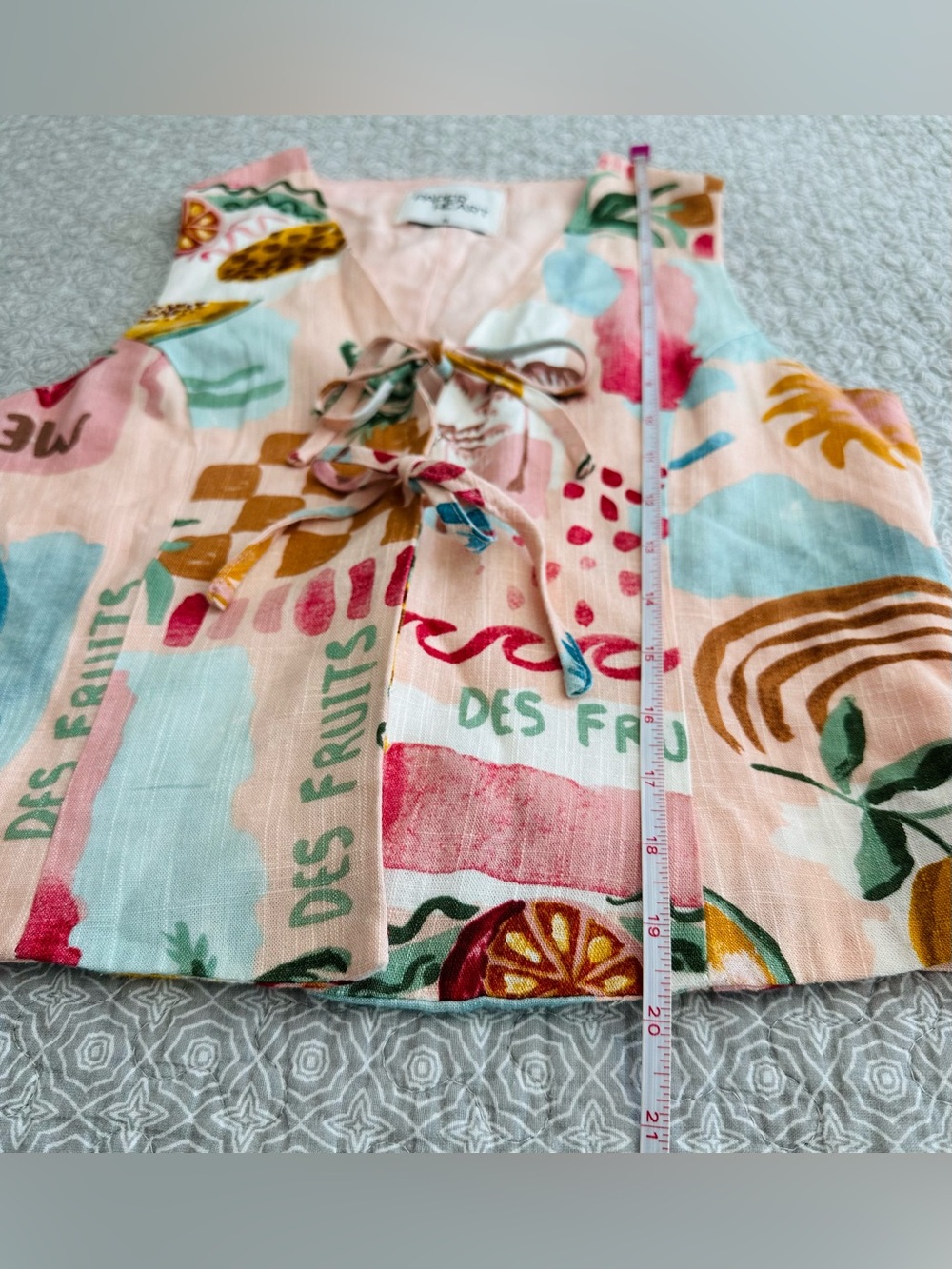 Paper Heart Pink Multi Fruit-Print Tie-Front Tank Top - Picture 8 of 10